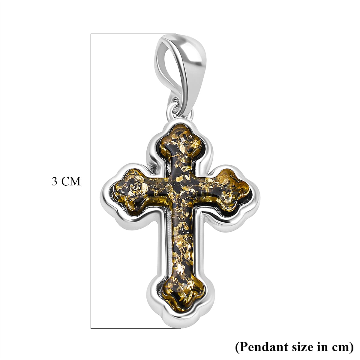 Tucson Special - Green Amber Cross Pendant in Sterling Silver