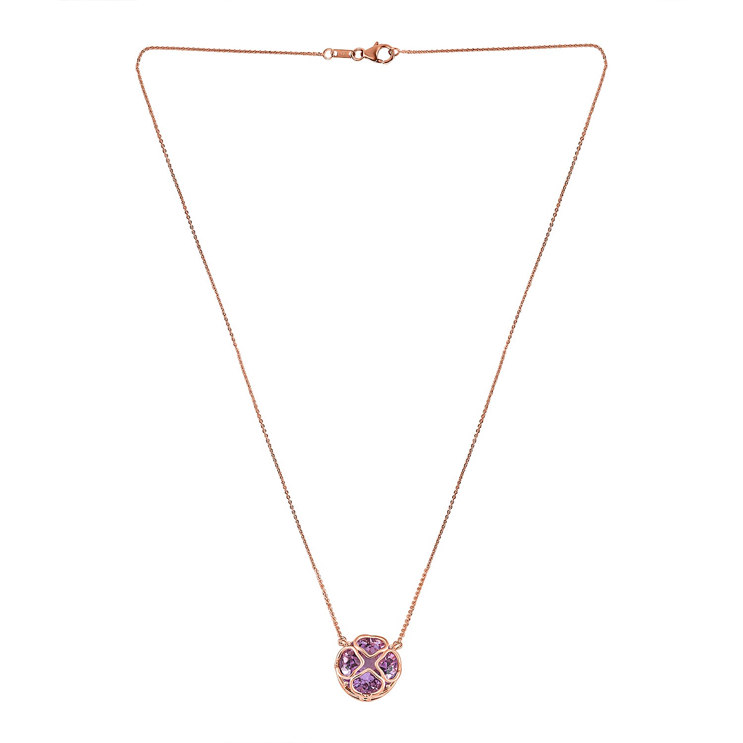 Ultimate Rose De France Amethyst Necklace (Size - 20) in 18K Rose Gold Vermeil Plated Sterling Silver 11.57 Ct