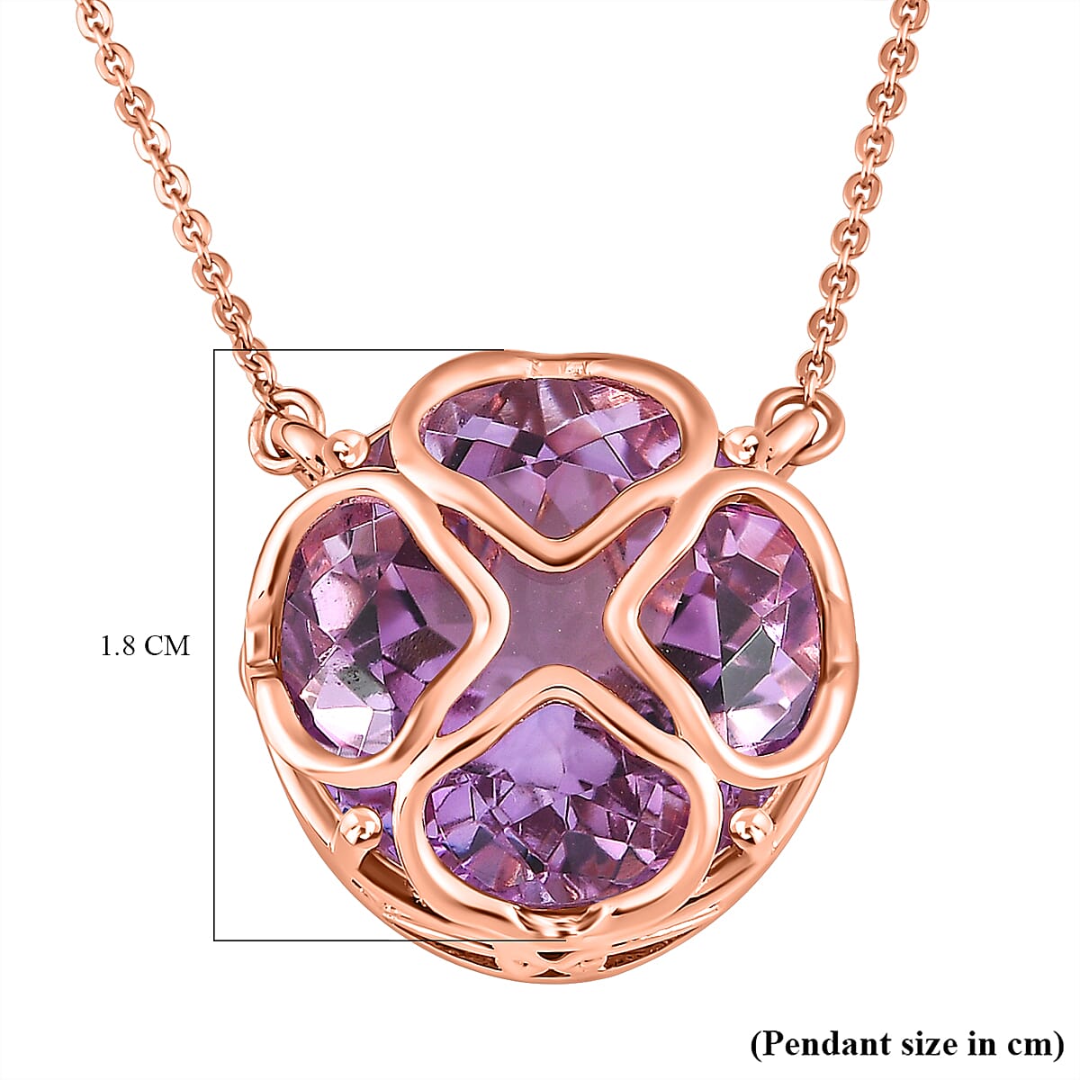 Ultimate Rose De France Amethyst Necklace (Size - 20) in 18K Rose Gold Vermeil Plated Sterling Silver 11.57 Ct