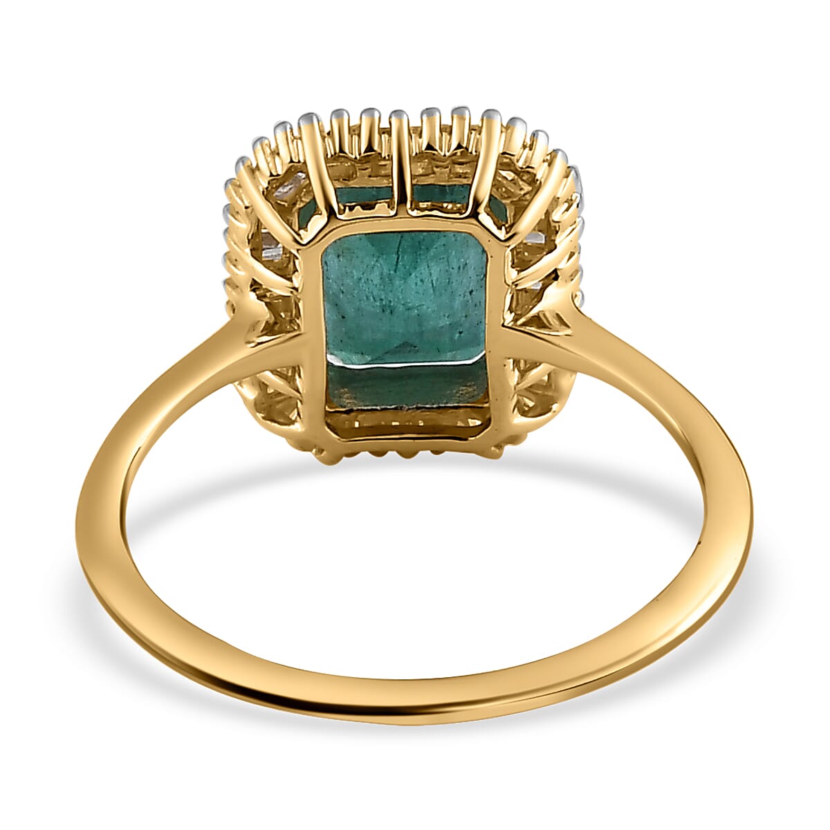 Collectors Edition 9K Yellow Gold AAA Gemfields Emerald & Diamond Halo Ring 2.00 Ct.