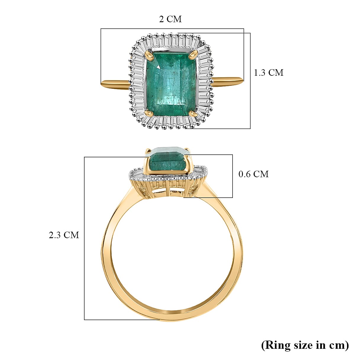 Collectors Edition 9K Yellow Gold AAA Gemfields Emerald & Diamond Halo Ring 2.00 Ct.
