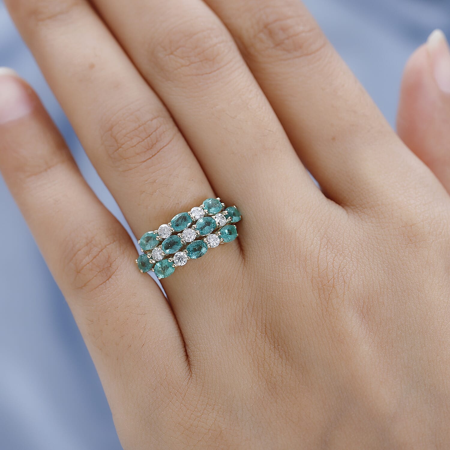 9K Yellow Gold AAA Gemfields Emerald & Moissanite Ring 2.27 Ct.