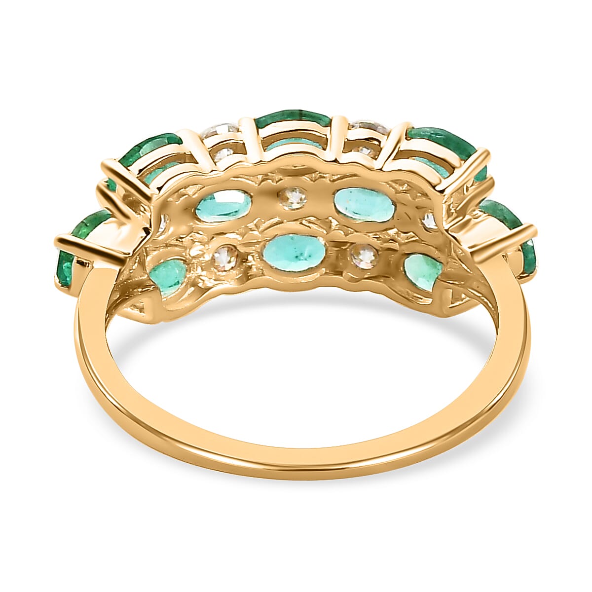 9K Yellow Gold AAA Gemfields Emerald & Moissanite Ring 2.27 Ct.