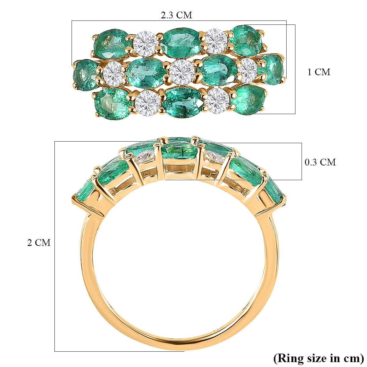 9K Yellow Gold AAA Gemfields Emerald & Moissanite Ring 2.27 Ct.