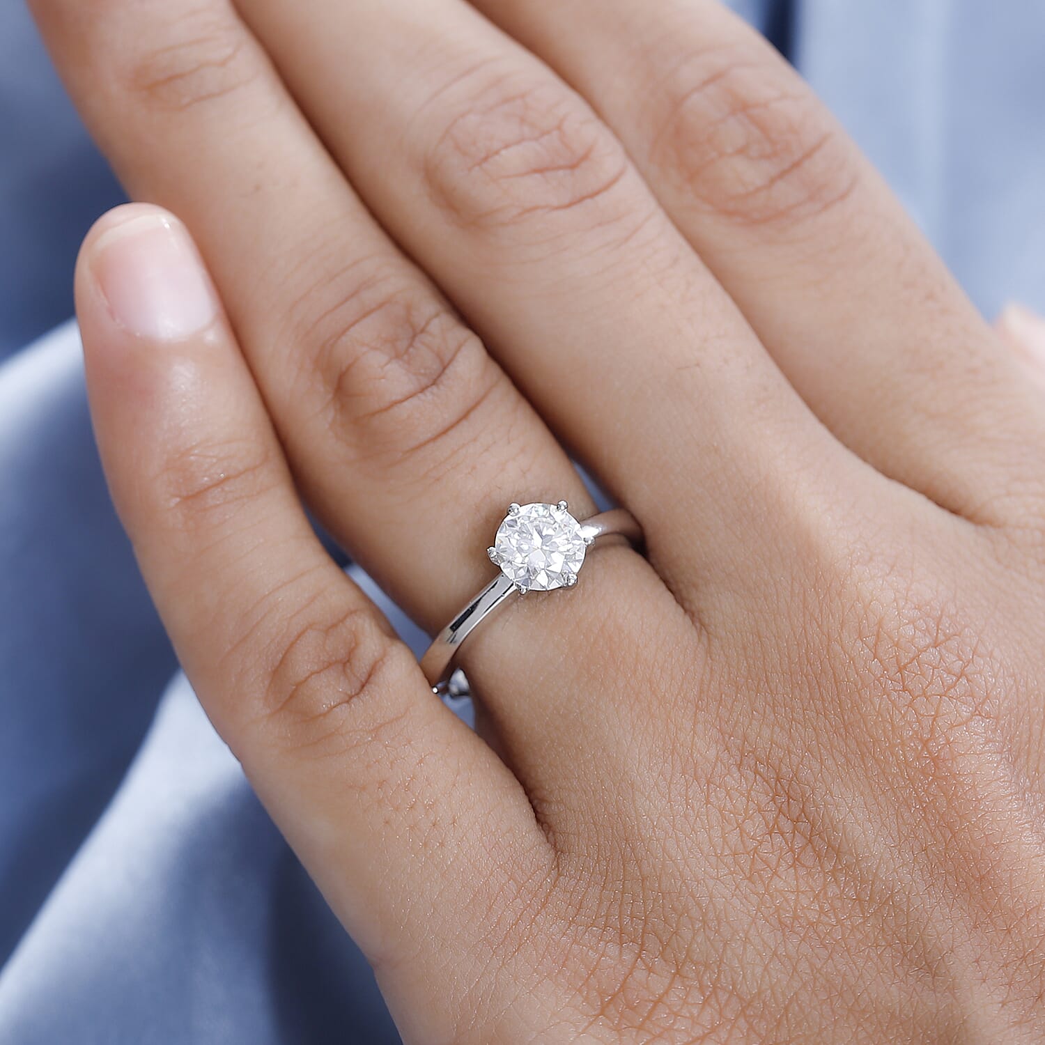 First Time Ever OPENABLE  Moissanite Solitaire Ring in Platinum Overlay Sterling Silver