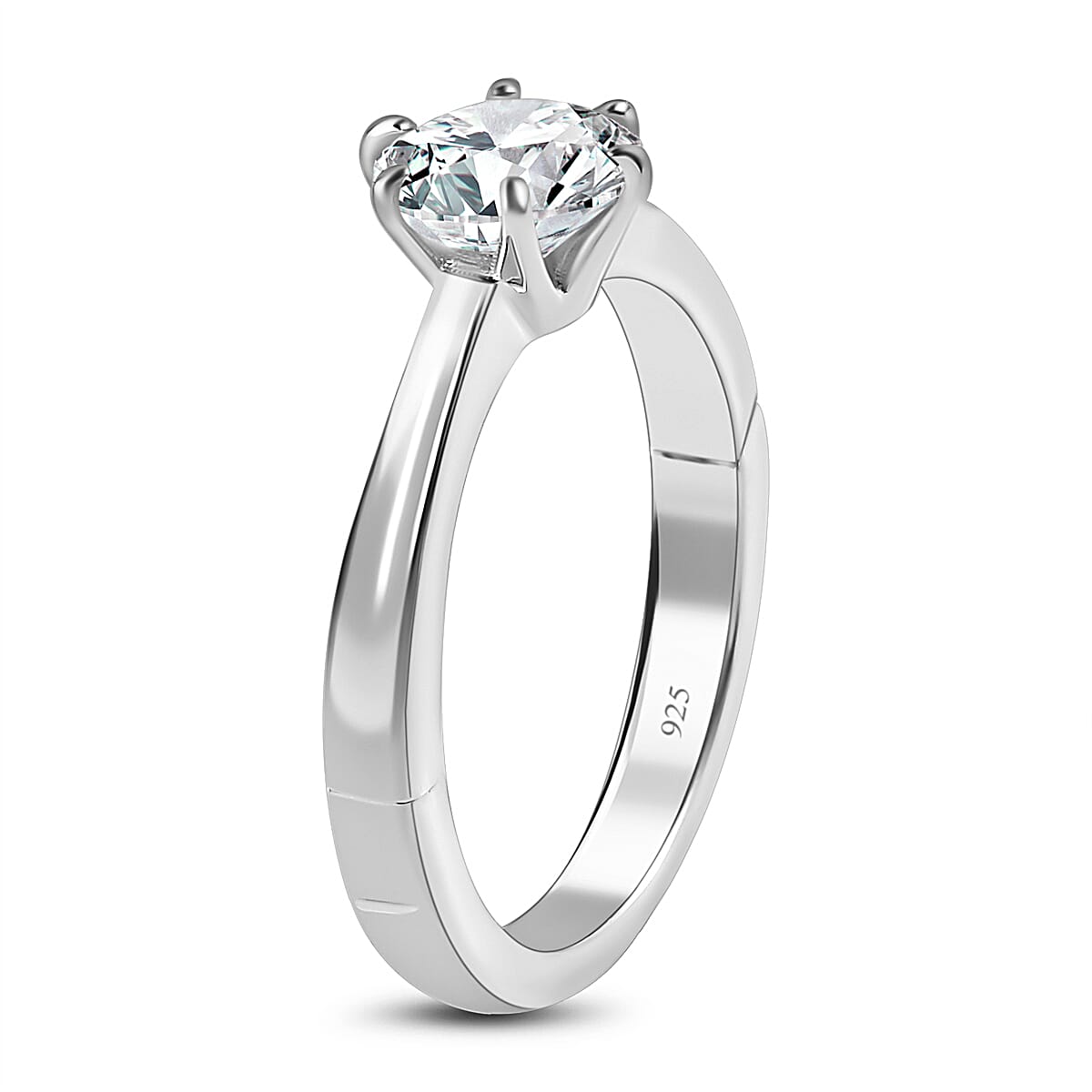 First Time Ever OPENABLE  Moissanite Solitaire Ring in Platinum Overlay Sterling Silver