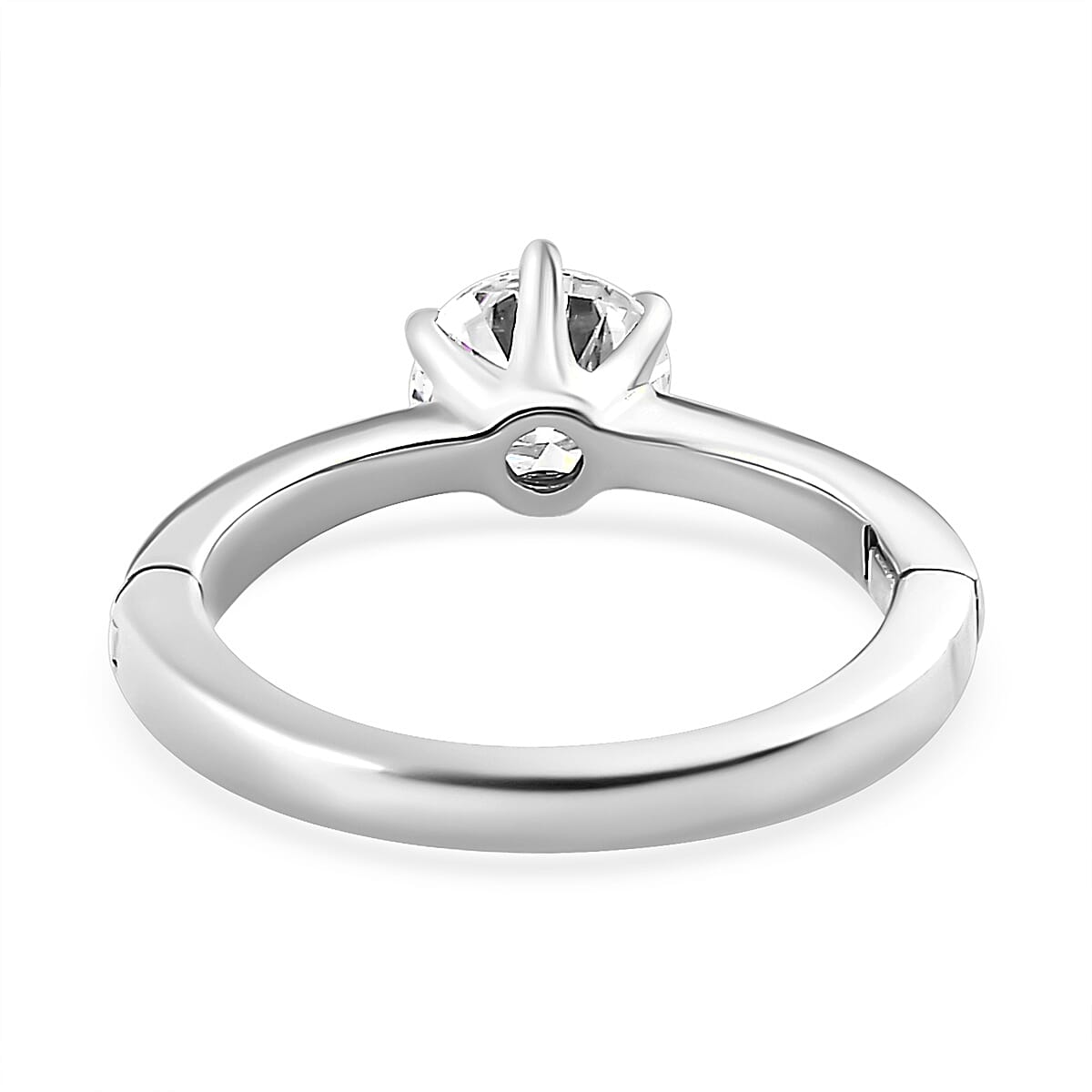 First Time Ever OPENABLE  Moissanite Solitaire Ring in Platinum Overlay Sterling Silver