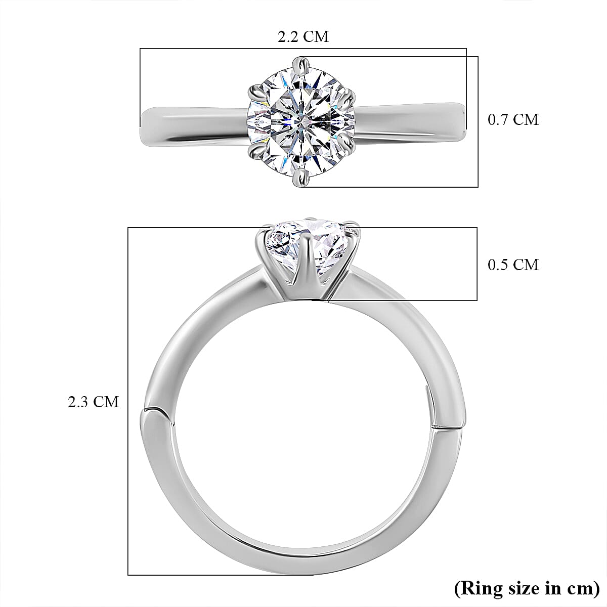 First Time Ever OPENABLE  Moissanite Solitaire Ring in Platinum Overlay Sterling Silver