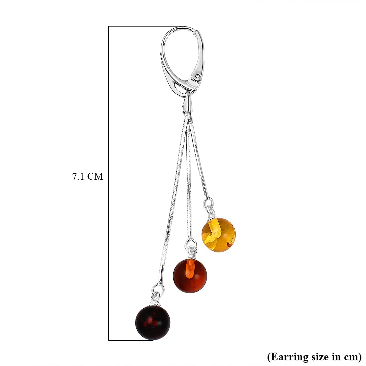 Tucson Special - Multi Colour Amber Lever Back Earrings in Sterling Silver