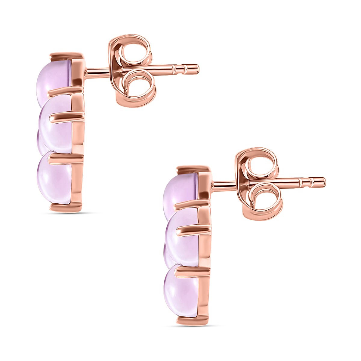 Pink Amethyst and Natural Zircon Stud Earrings in 18K Rose Gold Vermeil Plated Sterling Silver 4.63 Ct.