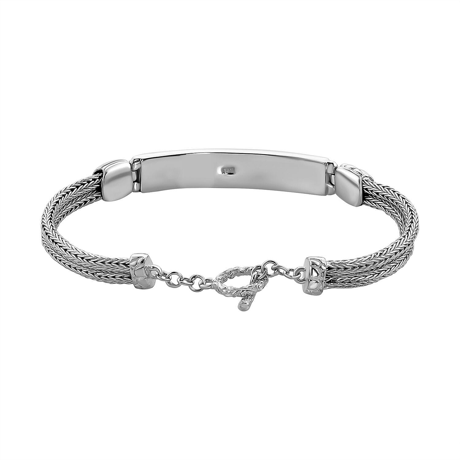 Iconic Collection Royal Bali Collection - Sterling Silver Dragon Bracelet (Size-7.5) With T-Bar Clasp, Silver Wt 15.00 GM