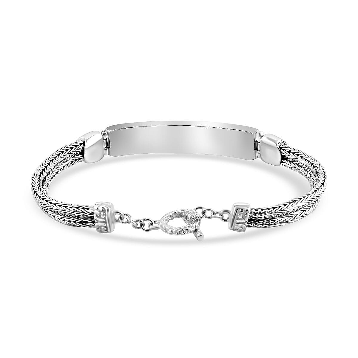 Royal Bali Collection - Sterling Silver Dragonfly Bracelet (Size-7.5) With T-Bar Clasp, Silver Wt 15.00 GM