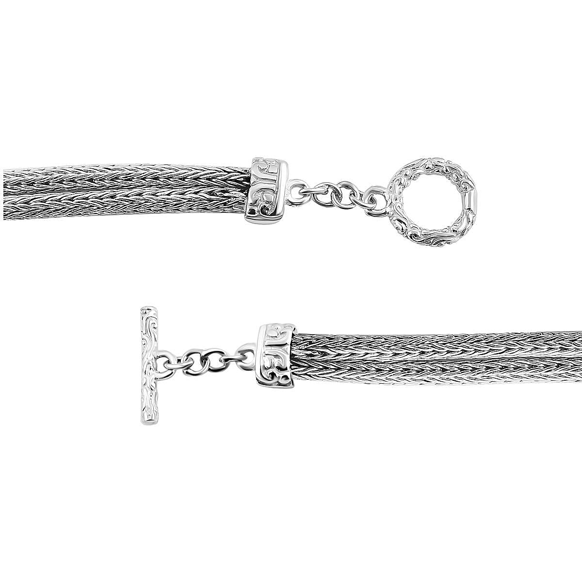 Royal Bali Collection - Sterling Silver Dragonfly Bracelet (Size-7.5) With T-Bar Clasp, Silver Wt 15.00 GM