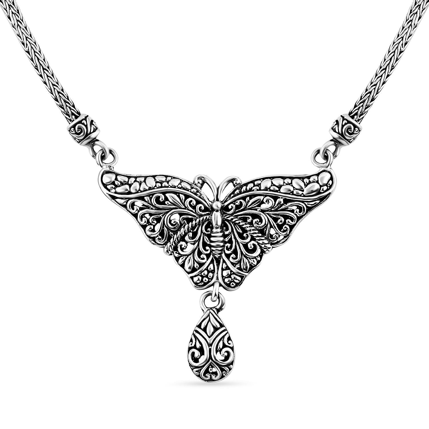Royal Bali Collection- The Queen of Bali Cobra Butterfly Handmade Sterling Silver Necklace (Size - 20), Silver Wt. 25.72 GM