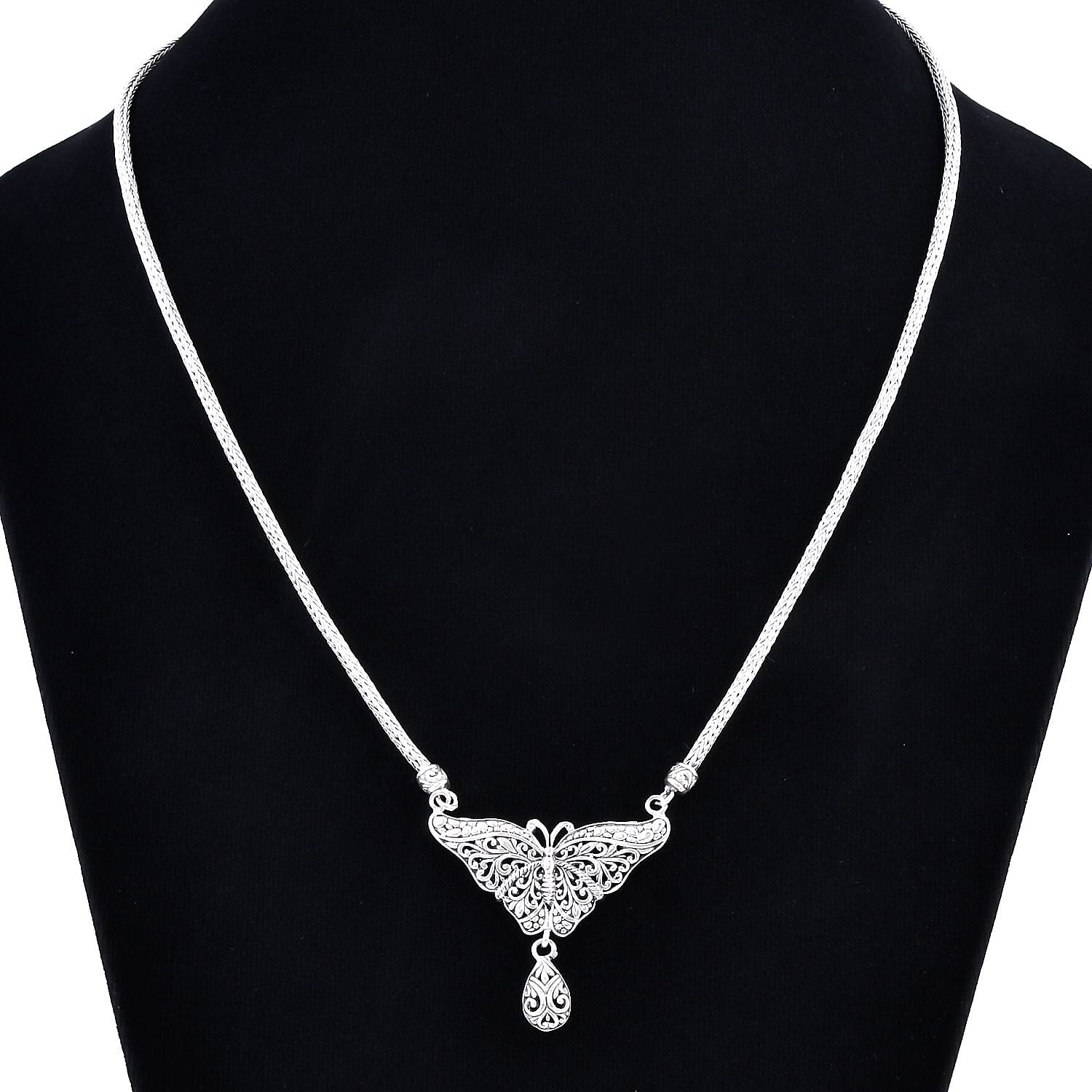 Royal Bali Collection- The Queen of Bali Cobra Butterfly Handmade Sterling Silver Necklace (Size - 20), Silver Wt. 25.72 GM
