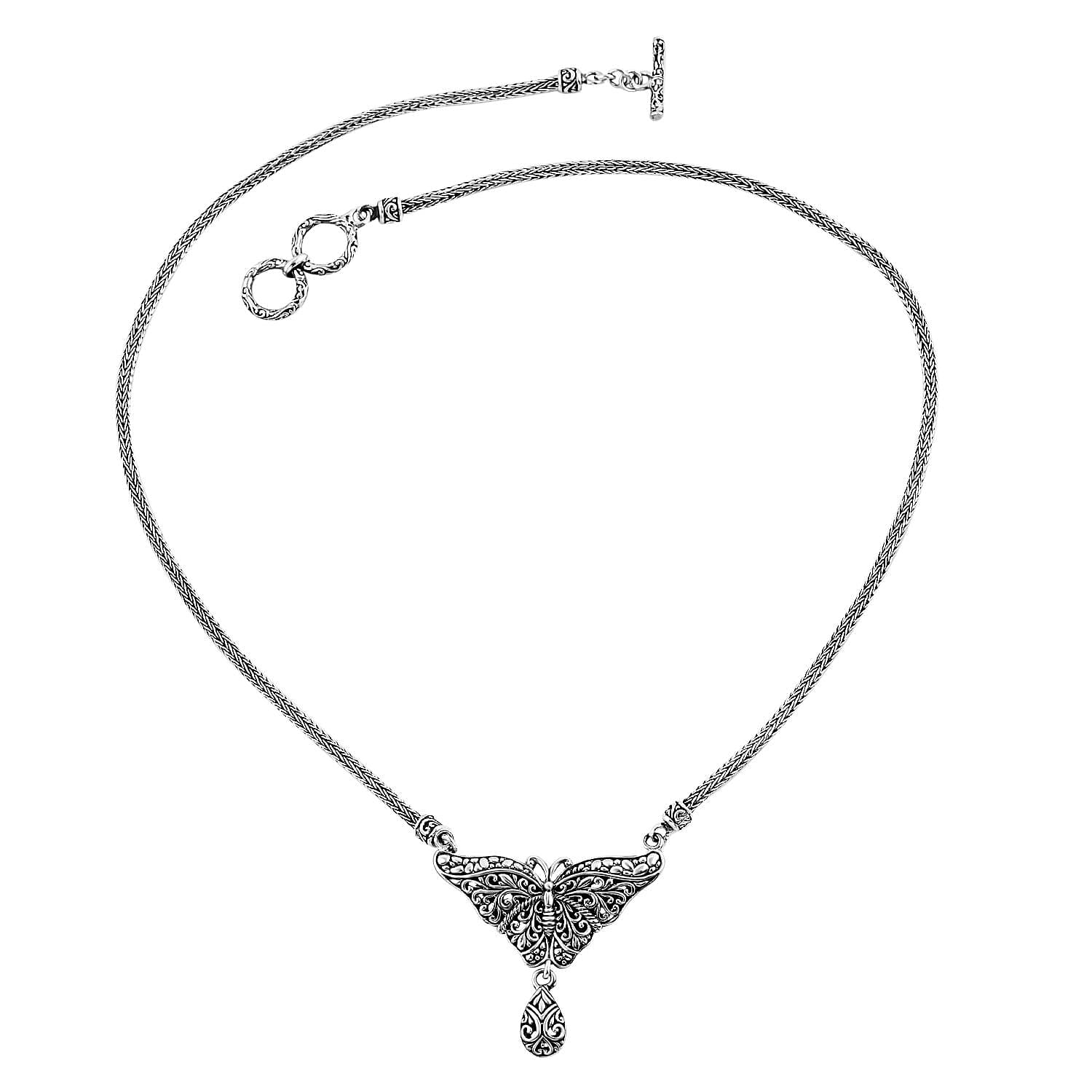Royal Bali Collection- The Queen of Bali Cobra Butterfly Handmade Sterling Silver Necklace (Size - 20), Silver Wt. 25.72 GM