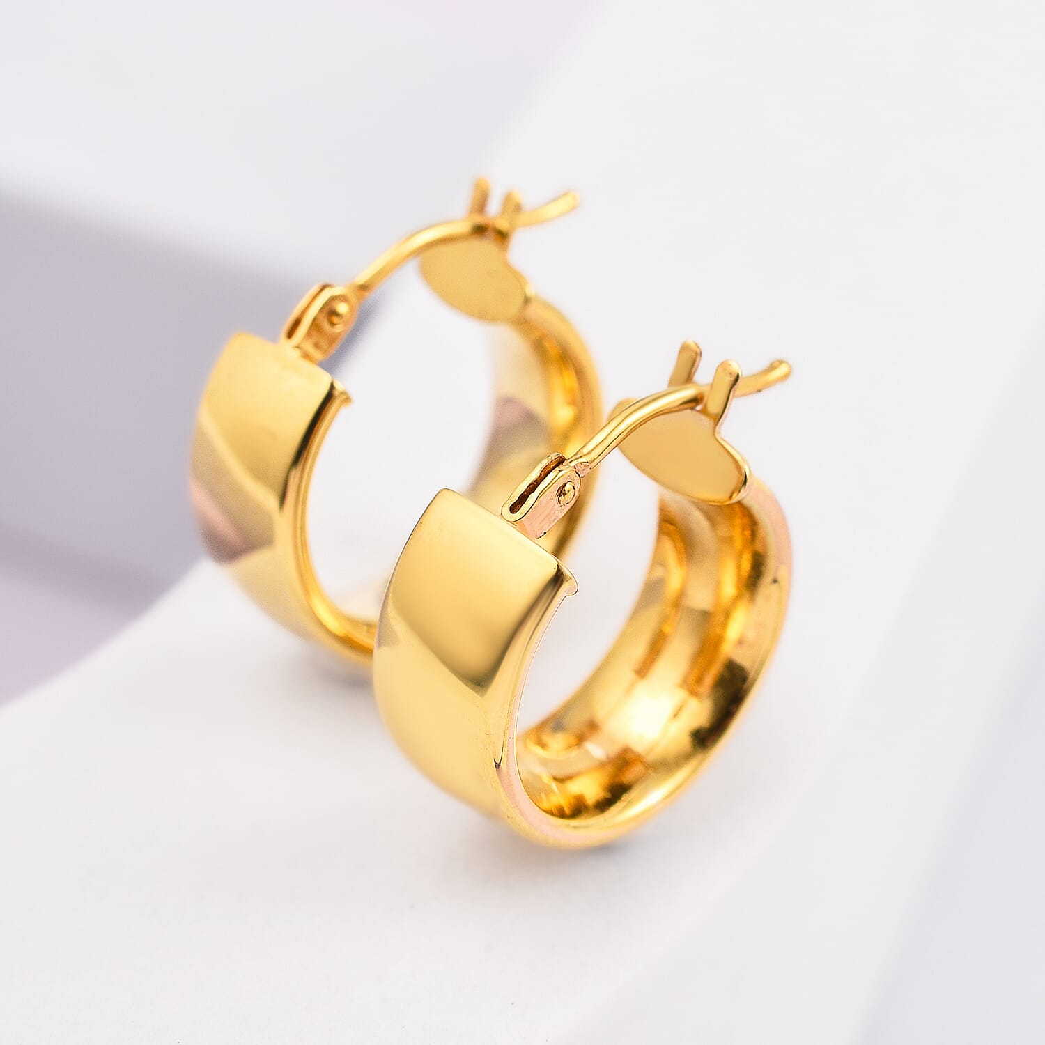9K Yellow Gold Double Dome Hoop Earrings