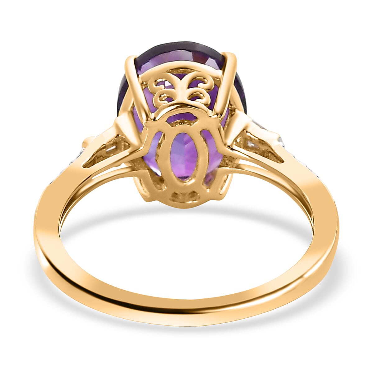9K Yellow Gold Moroccan Amethyst & Diamond Ring 3.68 Ct.