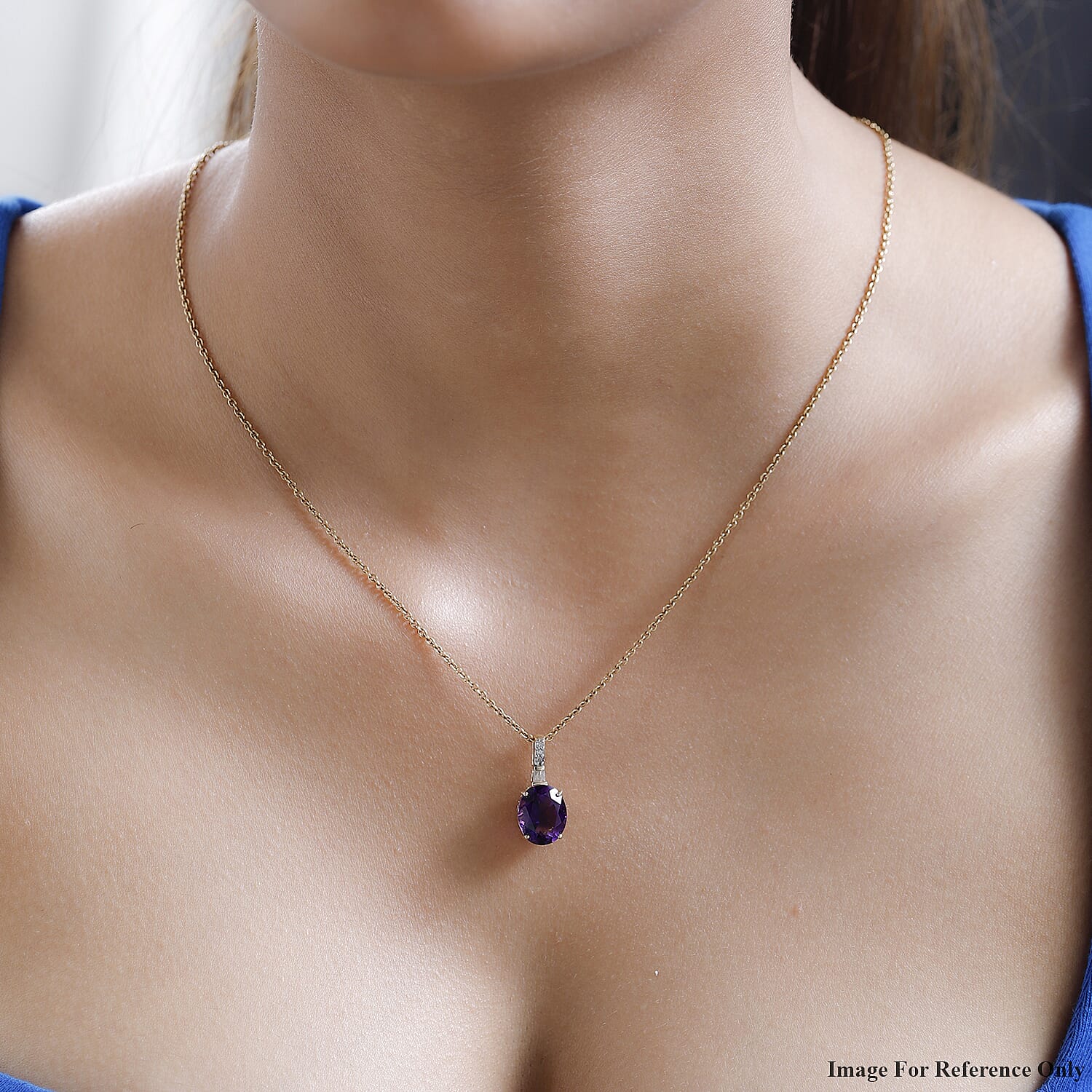 9K Yellow Gold Moroccan Amethyst & Diamond Pendant 3.63 Ct.