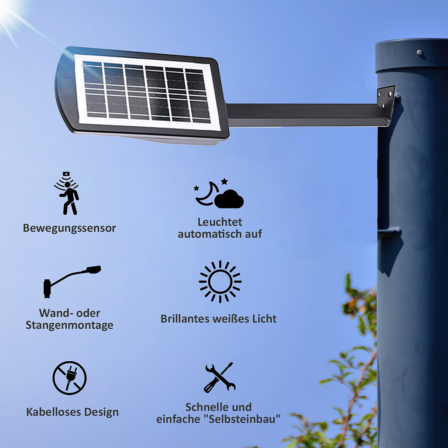 Outdoor Lighting (Size 6x6x31 cm) - Black & Multicolor