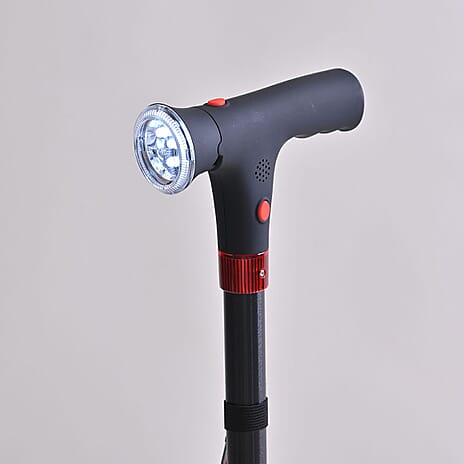 Smart Easy Up Cane With 2 Handle - Anti Slip Base (2xAAA,Not Included) - Black