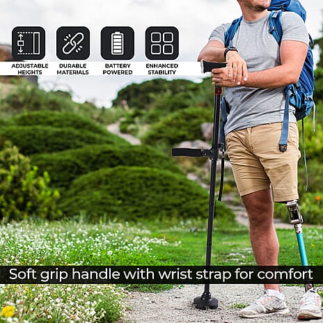 Smart Easy Up Cane With 2 Handle - Anti Slip Base (2xAAA,Not Included) - Black