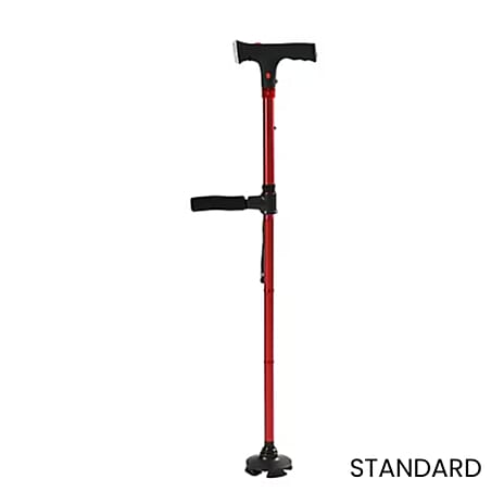 Easy Up Walking Cane with 2 Handles, Anti Slip Base and Light (2xAAA,Not Included) - Red