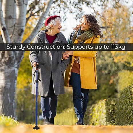 Easy Up Walking Cane with 2 Handles, Anti Slip Base and Light (2xAAA,Not Included) - Blue