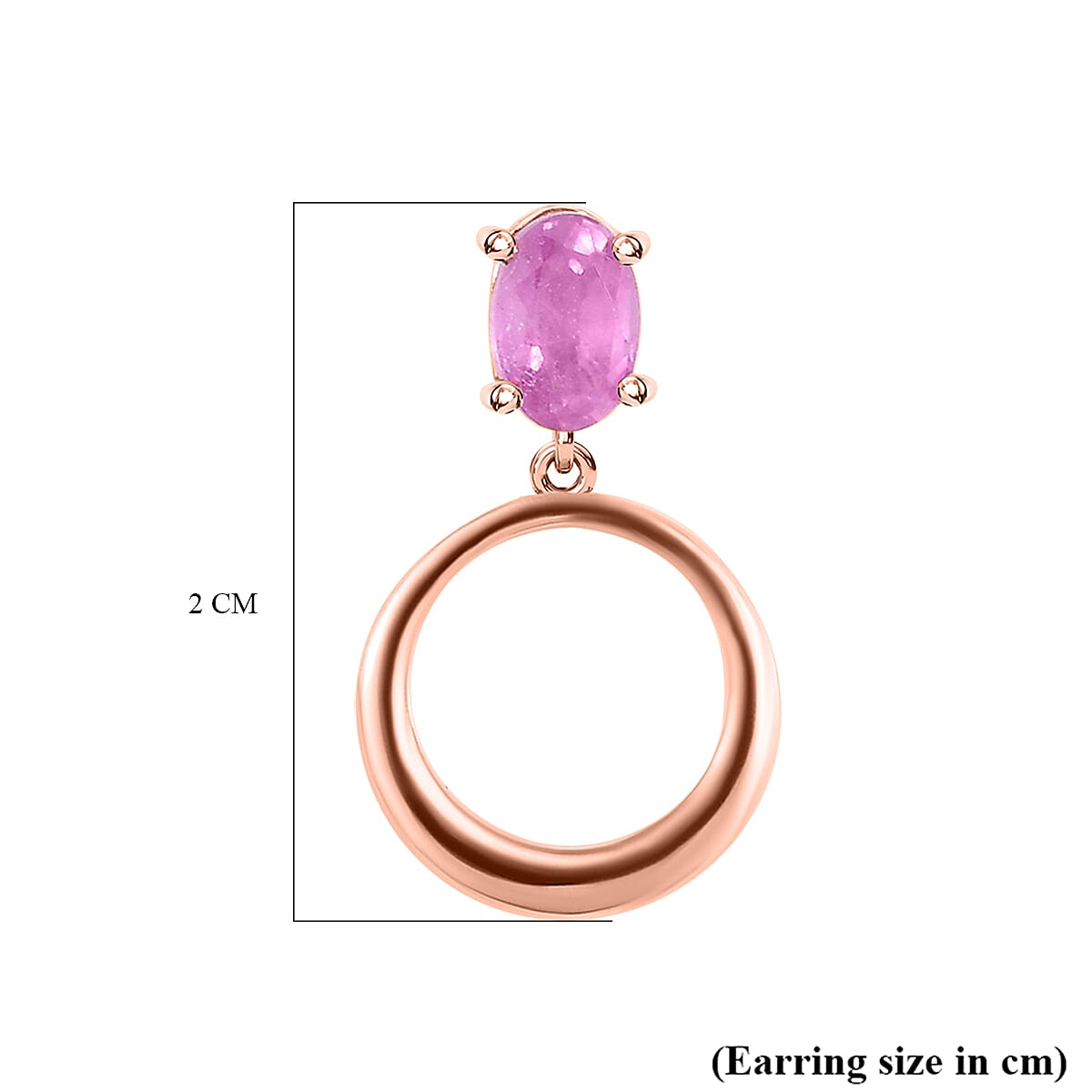 Hot Pink Sapphire Solitaire Dangle Earrings in Rose Gold Overlay Sterling Silver 1.20 Ct