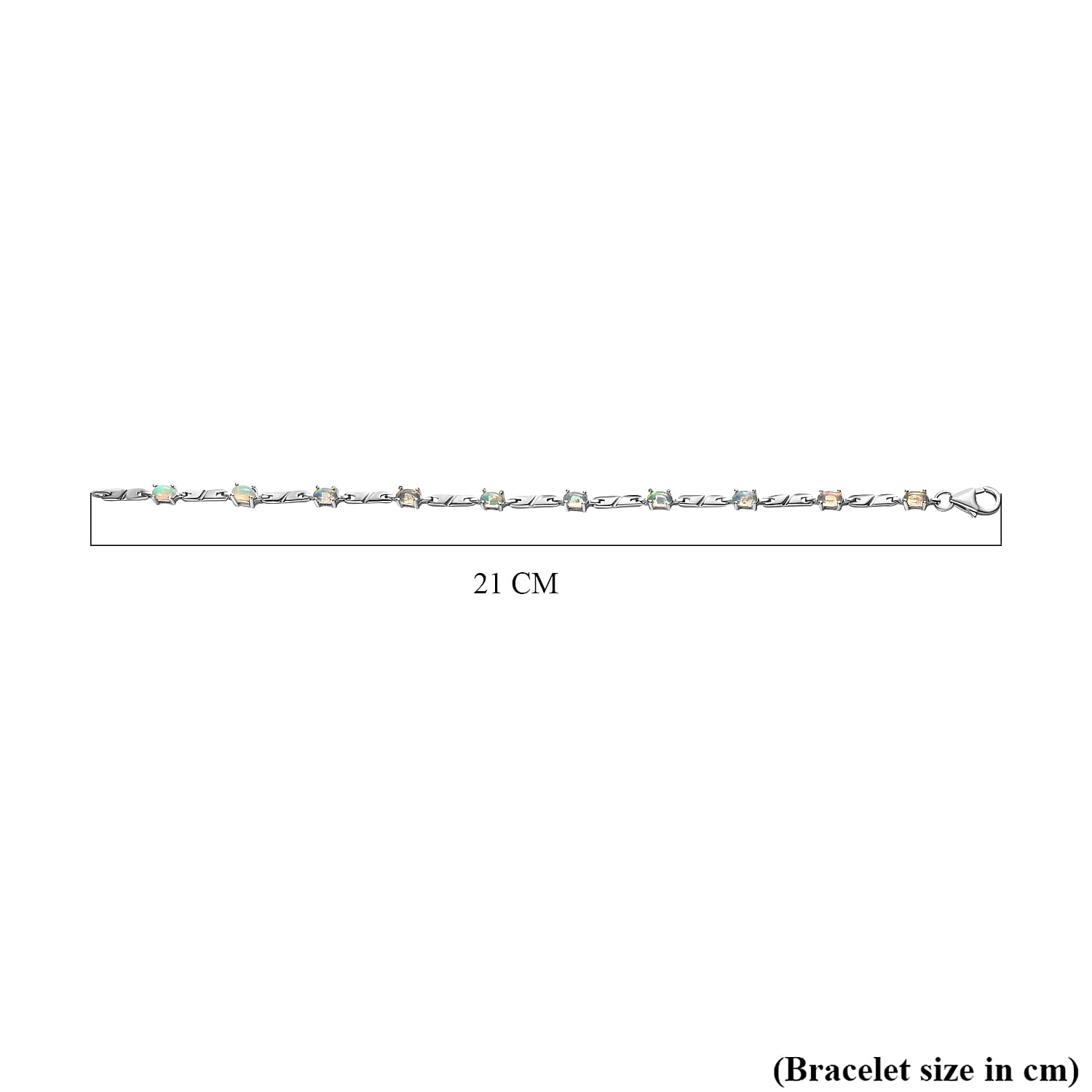 Ethiopian Welo Opal Bracelet (Size - 8) in Platinum Overlay Sterling Silver 1.81 Ct, Silver Wt. 7.61 Gms.