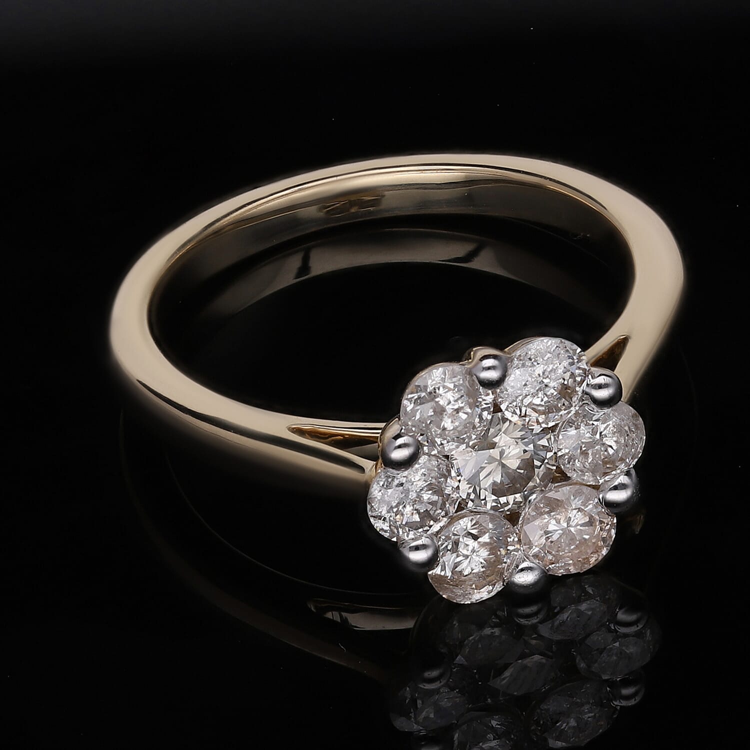 14K Yellow Gold SGL Certified Pressure Set Natural Diamond (I1-I2-G-H) Ring 1.02 Ct.