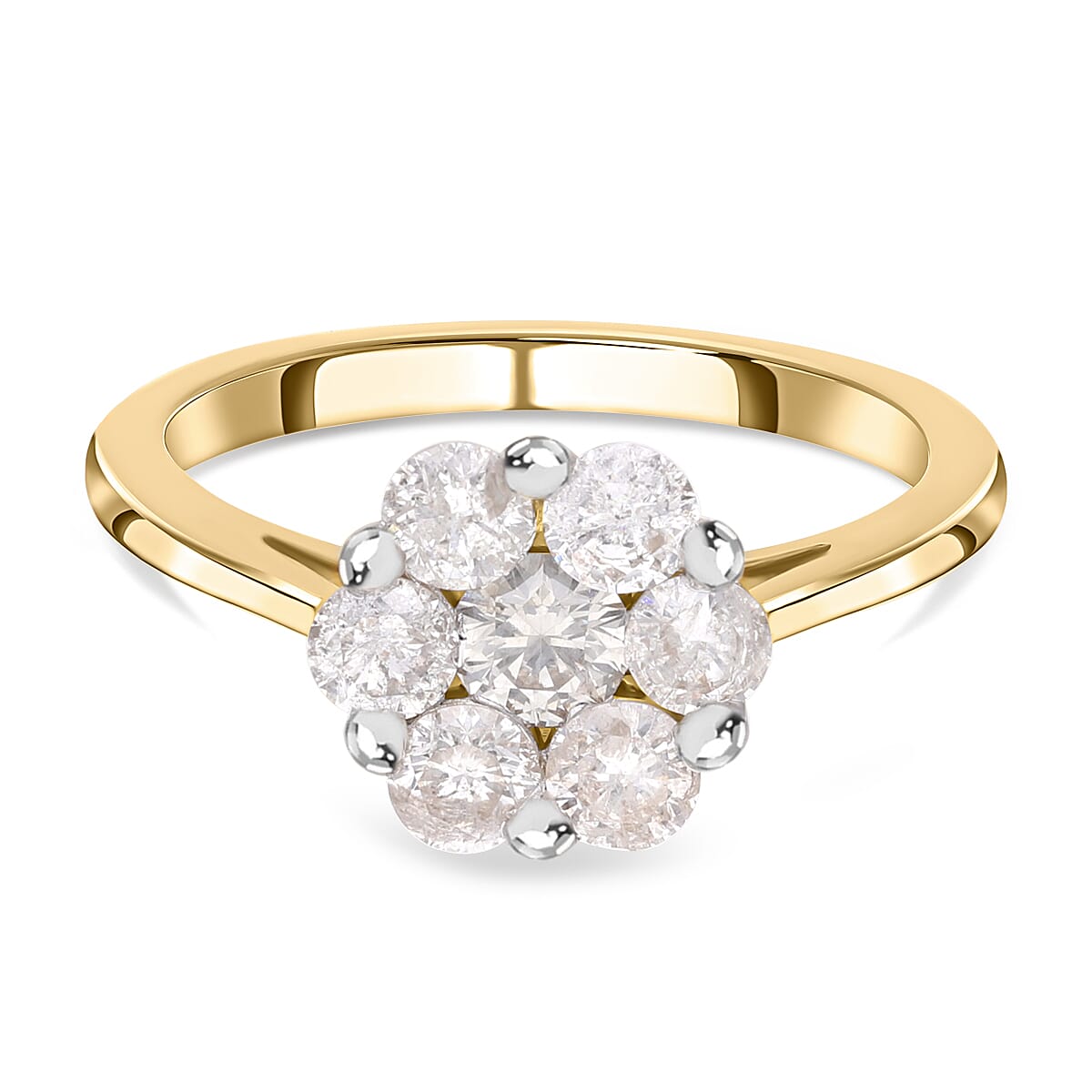 14K Yellow Gold SGL Certified Pressure Set Natural Diamond (I1-I2-G-H) Ring 1.02 Ct.