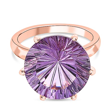 Hanabi Cut Ultimate Rose De France Amethyst Ring in 18K Vermeil Rose Gold Plated Sterling Silver 9.49 Ct.