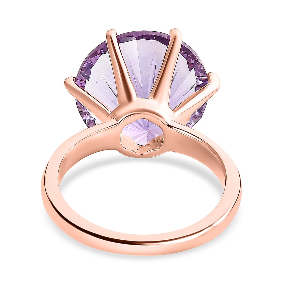 Hanabi Cut Ultimate Rose De France Amethyst Ring in 18K Vermeil Rose Gold Plated Sterling Silver 9.49 Ct.