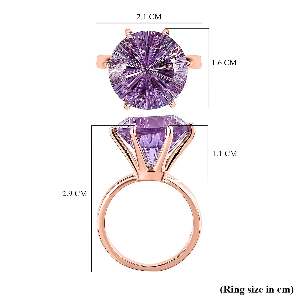 Hanabi Cut Ultimate Rose De France Amethyst Ring in 18K Vermeil Rose Gold Plated Sterling Silver 9.49 Ct.