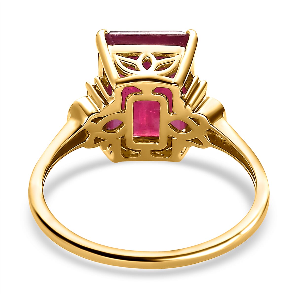 9K Yellow Gold African Ruby and Diamond Ring 4.96 Ct