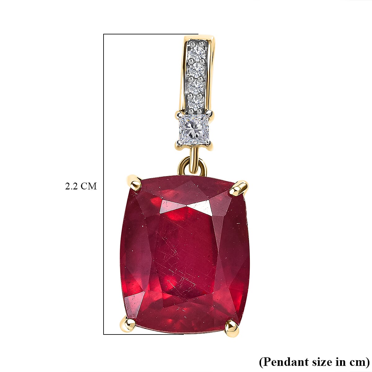 9K Yellow Gold African Ruby & Moissanite Pendant 6.40 Ct.