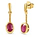 African Ruby Solitaire Earrings in 18K Yellow Gold Vermeil Plated Sterling Silver 2.50 Ct.