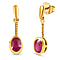 African Ruby Solitaire Earrings in 18K Yellow Gold Vermeil Plated Sterling Silver 2.50 Ct.