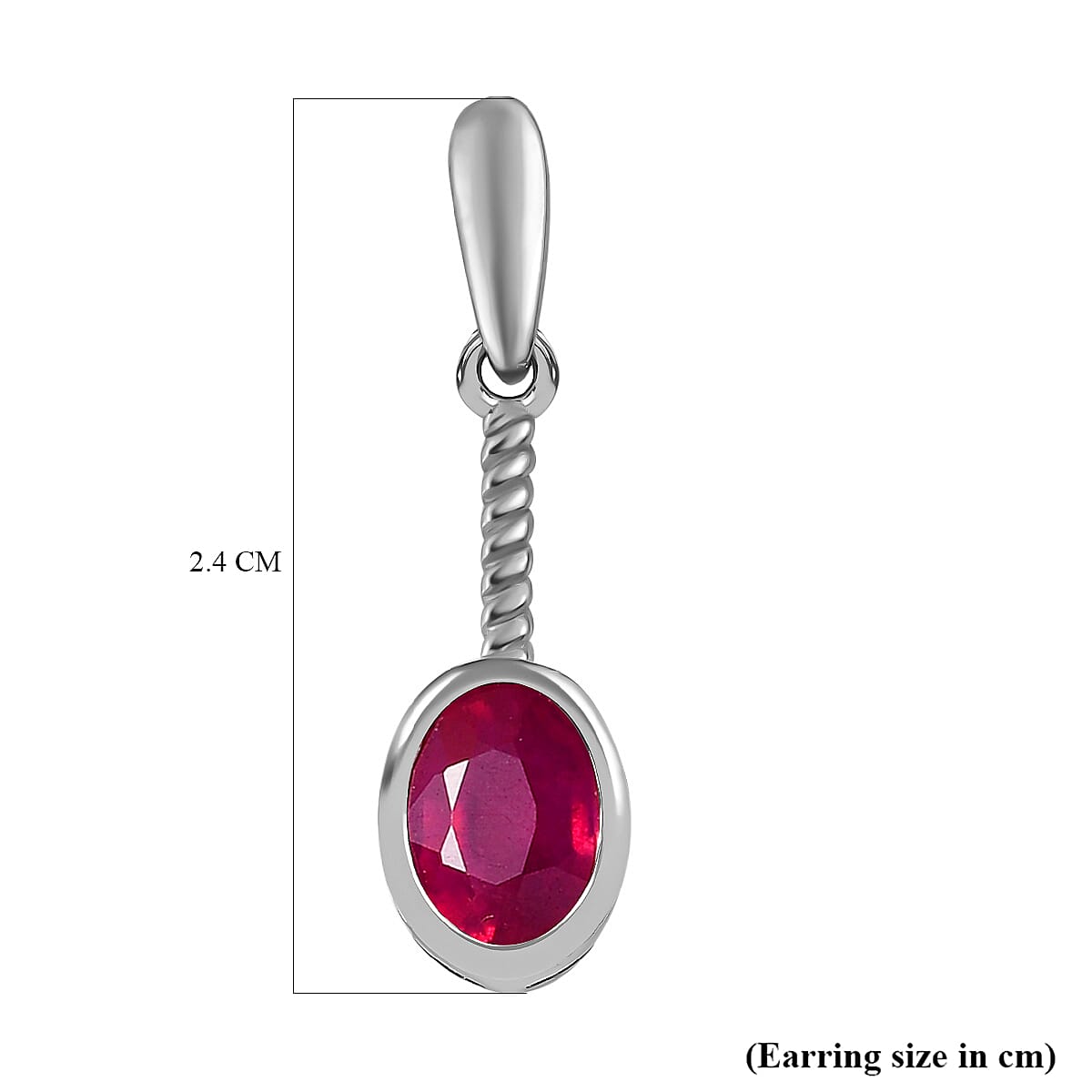African Ruby Solitaire Earrings in Platinum Overlay Sterling Silver 2.50 Ct.