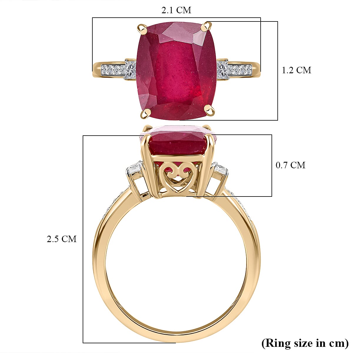 9K Yellow Gold African Ruby & Moissanite Ring 6.48 Ct.