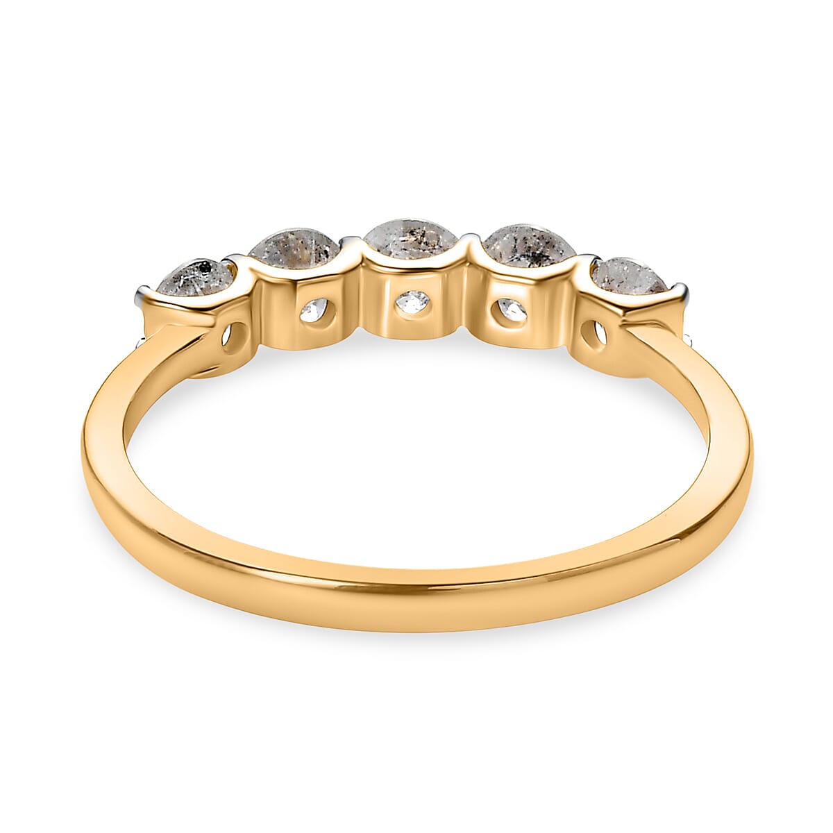 One Time Close Out Deal- 9K Yellow Gold SGL Certified Diamond (G-H) 5 Stone Ring 1.00 Ct