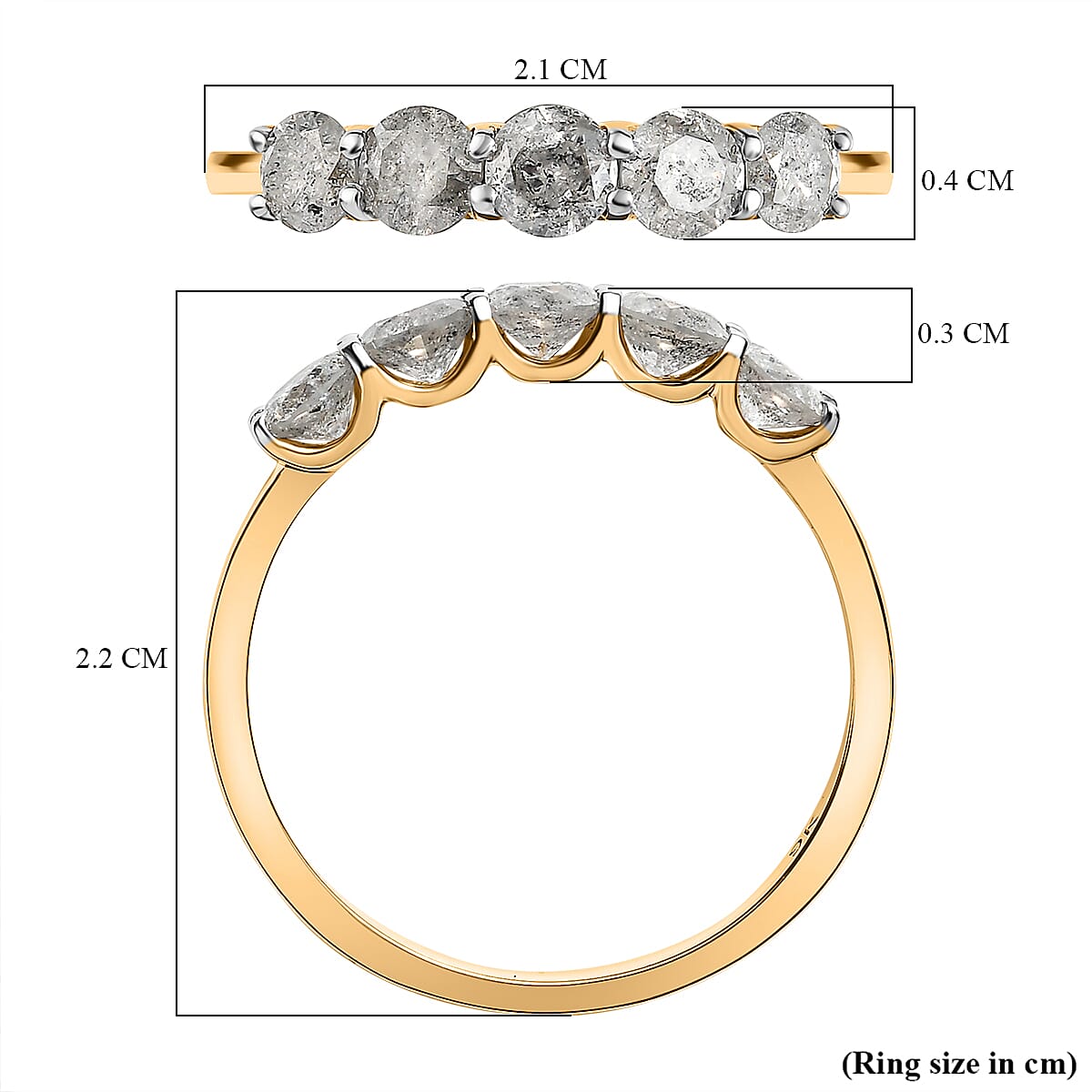 One Time Close Out Deal- 9K Yellow Gold SGL Certified Diamond (G-H) 5 Stone Ring 1.00 Ct