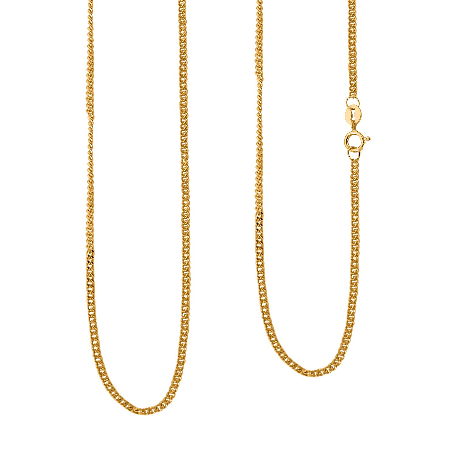 ILIANA 18K Yellow Gold Diamond Cut Curb Necklace (Size - 20)