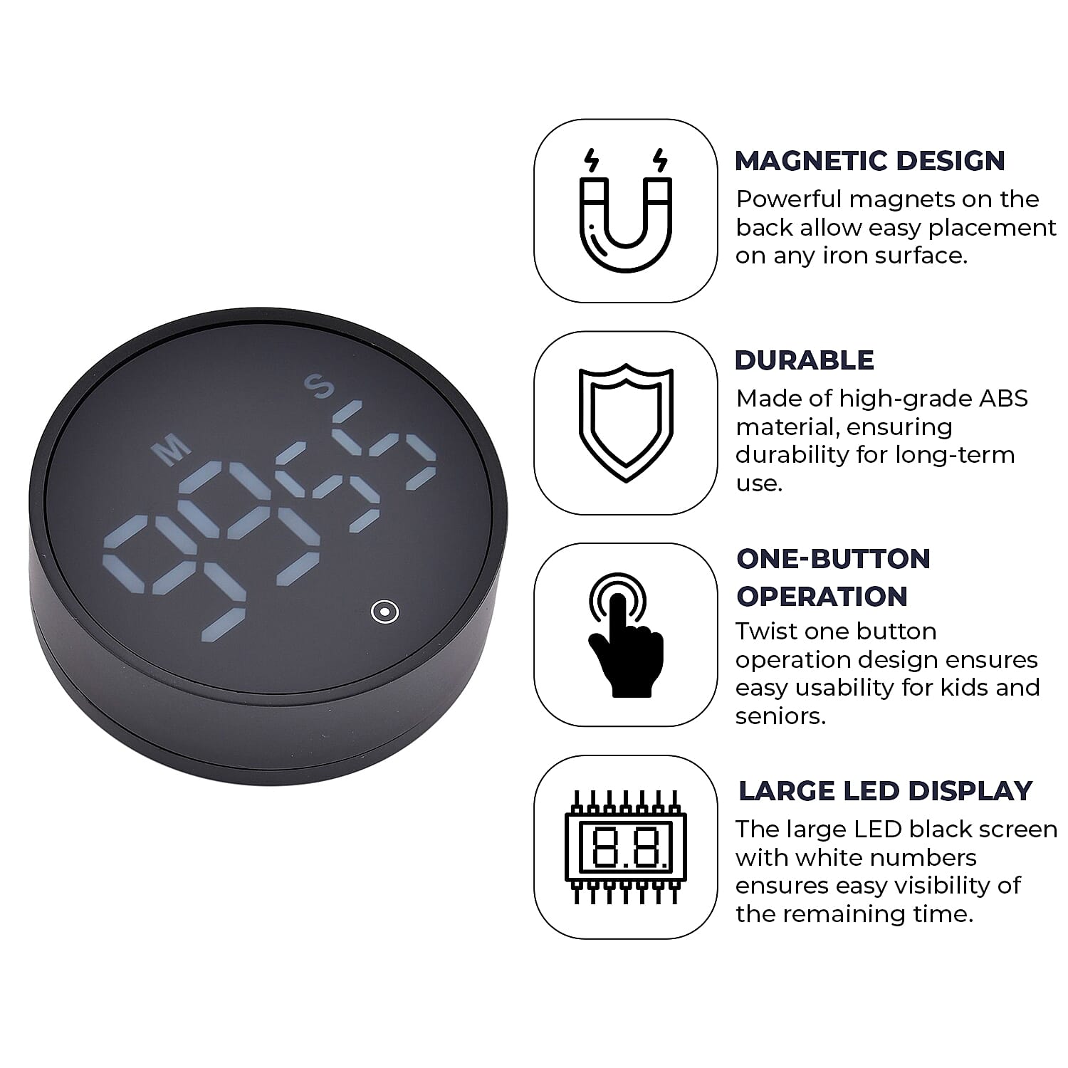 Electric Timers Large Magnetic LED Display Clock