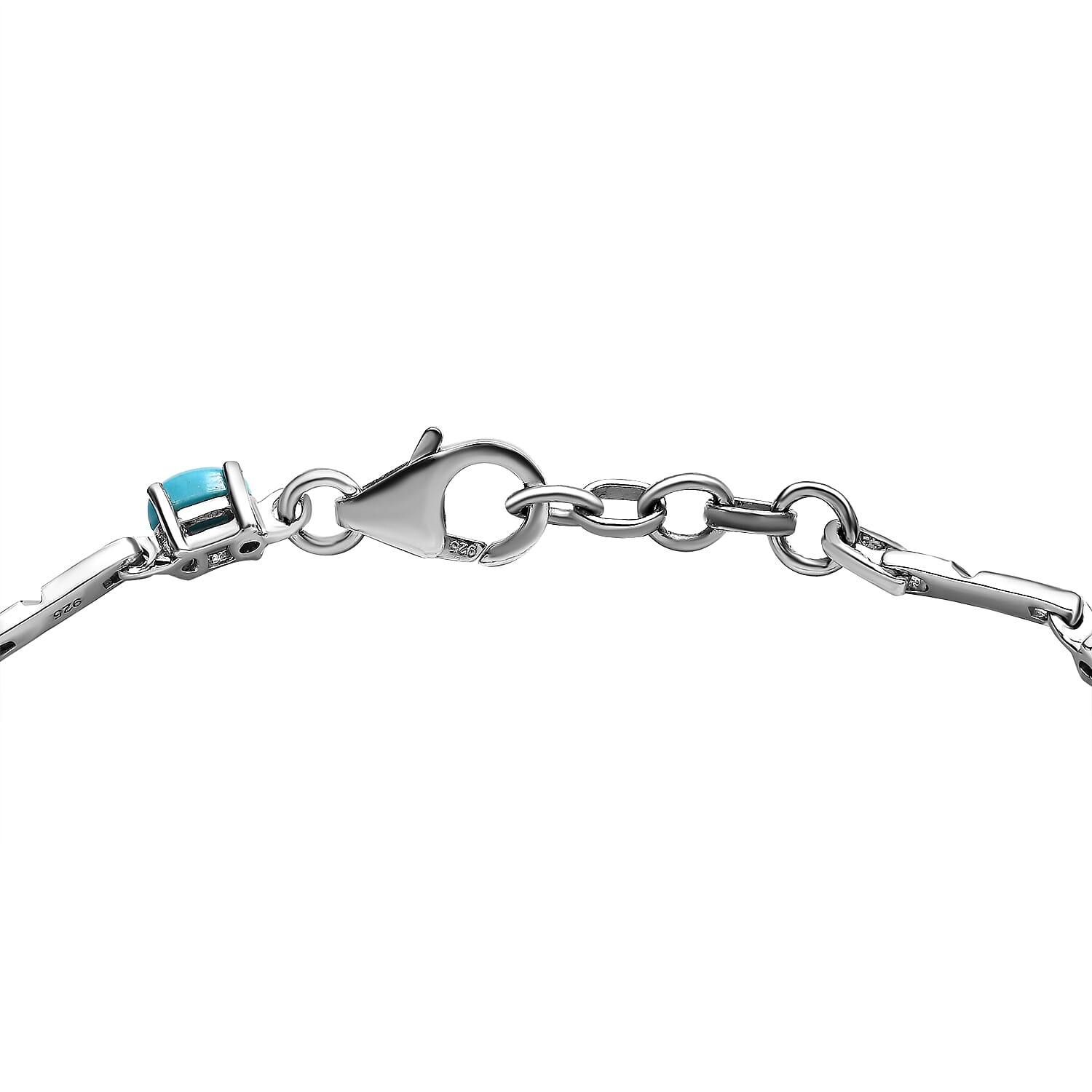 Arizona Sleeping Beauty Turquoise Cluster Bracelet (Size - 7) in Platinum Overlay Sterling Silver