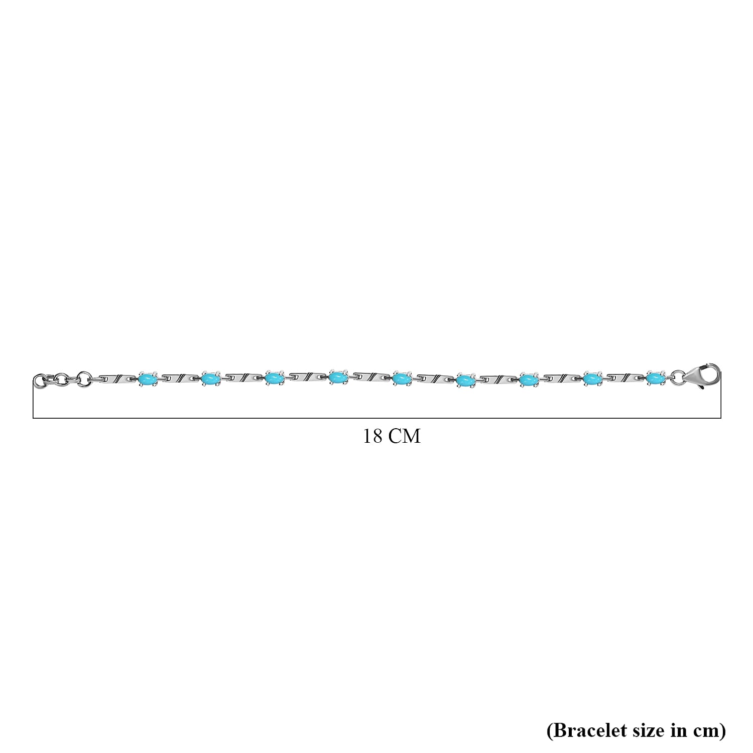 Arizona Sleeping Beauty Turquoise Cluster Bracelet (Size - 7) in Platinum Overlay Sterling Silver