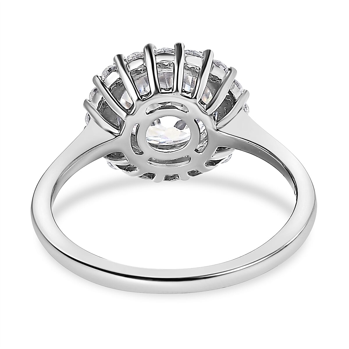 European Cut Moissanite Ring in Platinum Overlay Sterling Silver 2.46 Ct.