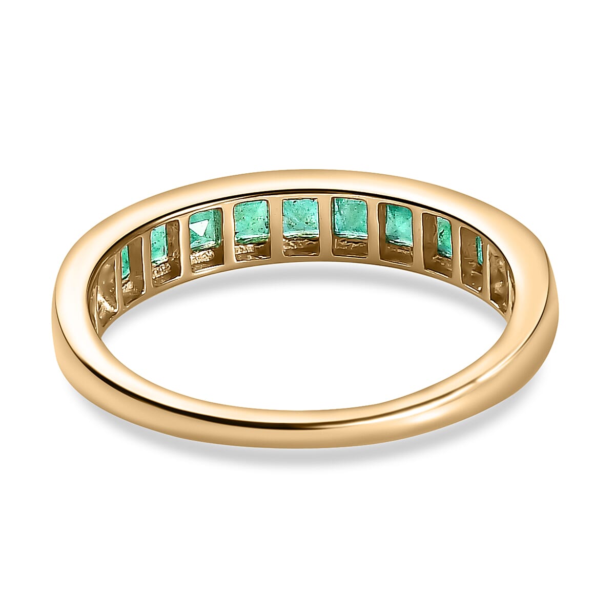 9K Yellow Gold AAA Premium Emerald Band Ring
