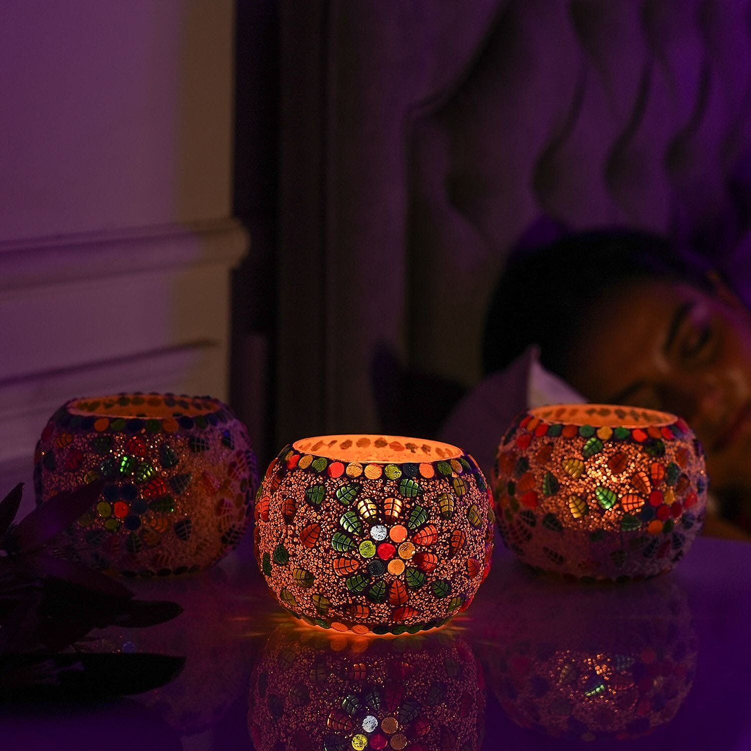 Tea Light (Size 10x1x9 cm) - Multi Color & Multicolor